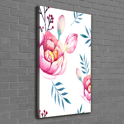 Nowoczesny obraz canvas na ramie pionowy Piwonie