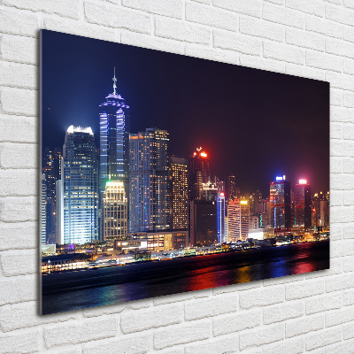 Foto obraz szkło hartowane Hongkong nocą