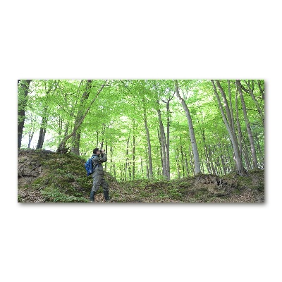 Foto-obraz szklany Ornitolog w lesie