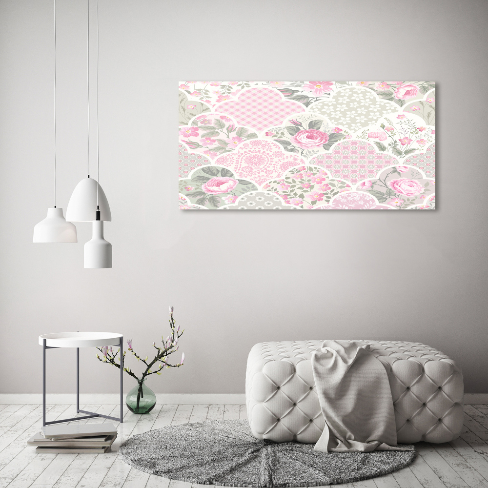 Foto obraz szklany Róże i ornamenty