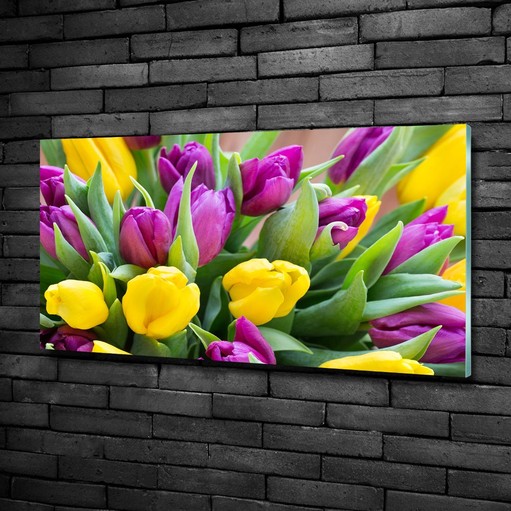 Foto obraz szklany Kolorowe tulipany