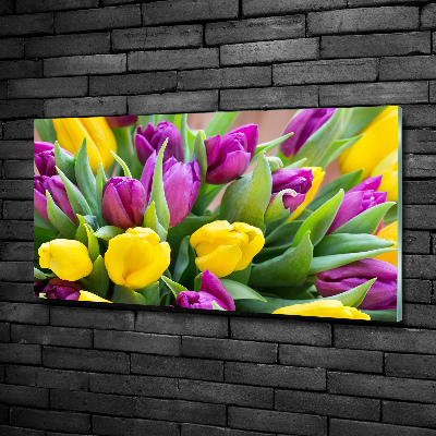 Foto obraz szklany Kolorowe tulipany