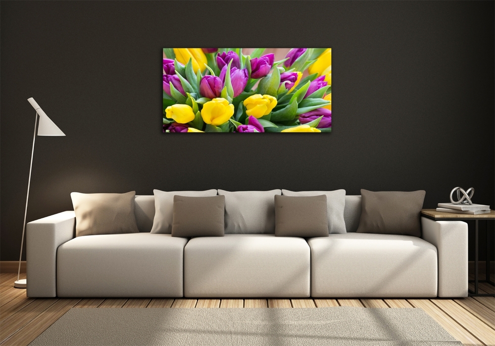 Foto obraz szklany Kolorowe tulipany