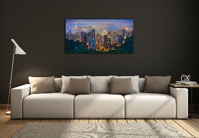 Foto obraz szkło hartowane Hongkong nocą