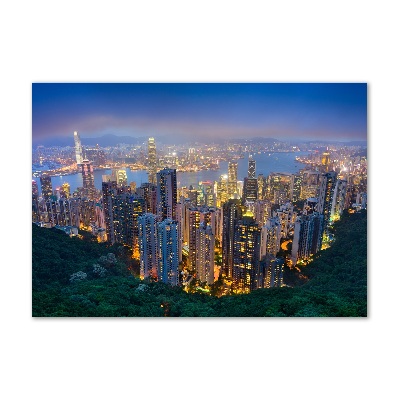 Foto obraz szkło hartowane Hongkong nocą