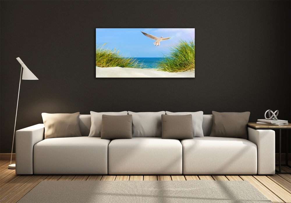 Foto obraz szkło hartowane Mewa na plaży
