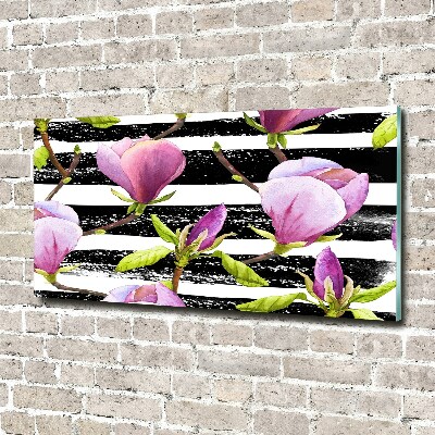 Foto obraz szkło hartowane Magnolia paski