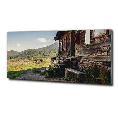 Foto obraz szklany Drewniany dom góry