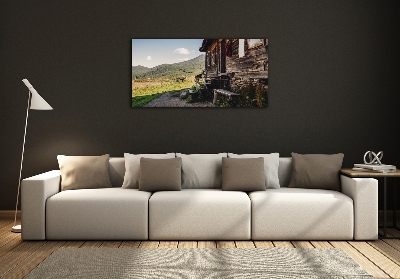 Foto obraz szklany Drewniany dom góry