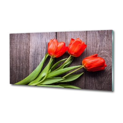 Foto obraz szklany Czerwone tulipany