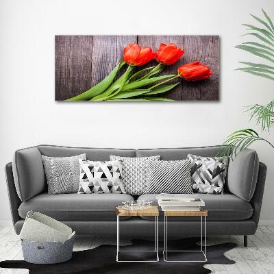 Foto obraz szklany Czerwone tulipany