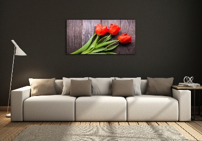Foto obraz szklany Czerwone tulipany