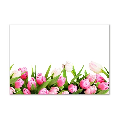 Fotoobraz na ścianę szklany Różowe tulipany