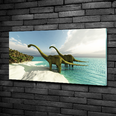Foto-obraz szklany Dinozaury na plaży