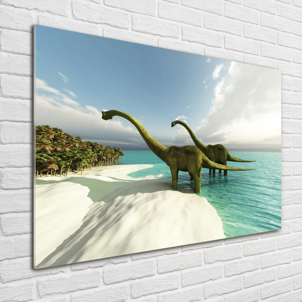 Foto-obraz szklany Dinozaury na plaży
