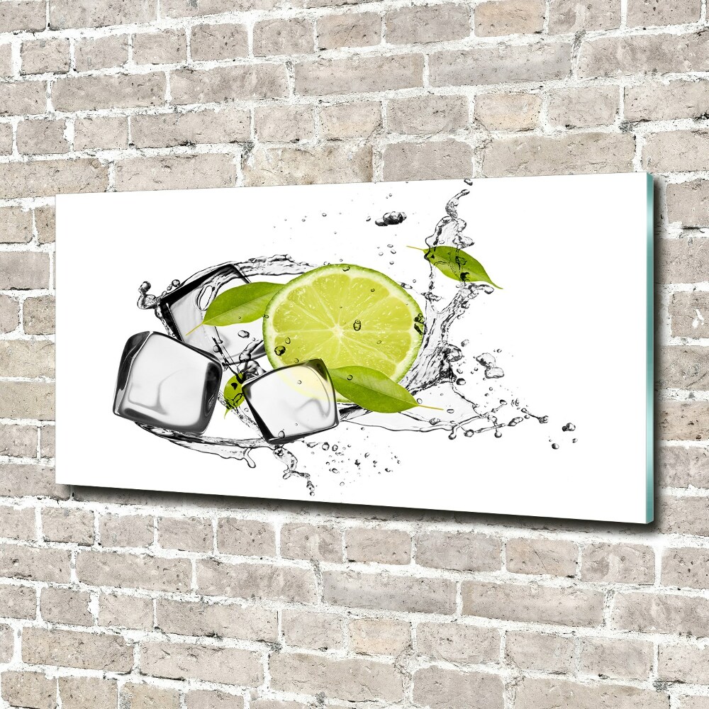 Fotoobraz na ścianę szklany Limonka z lodem