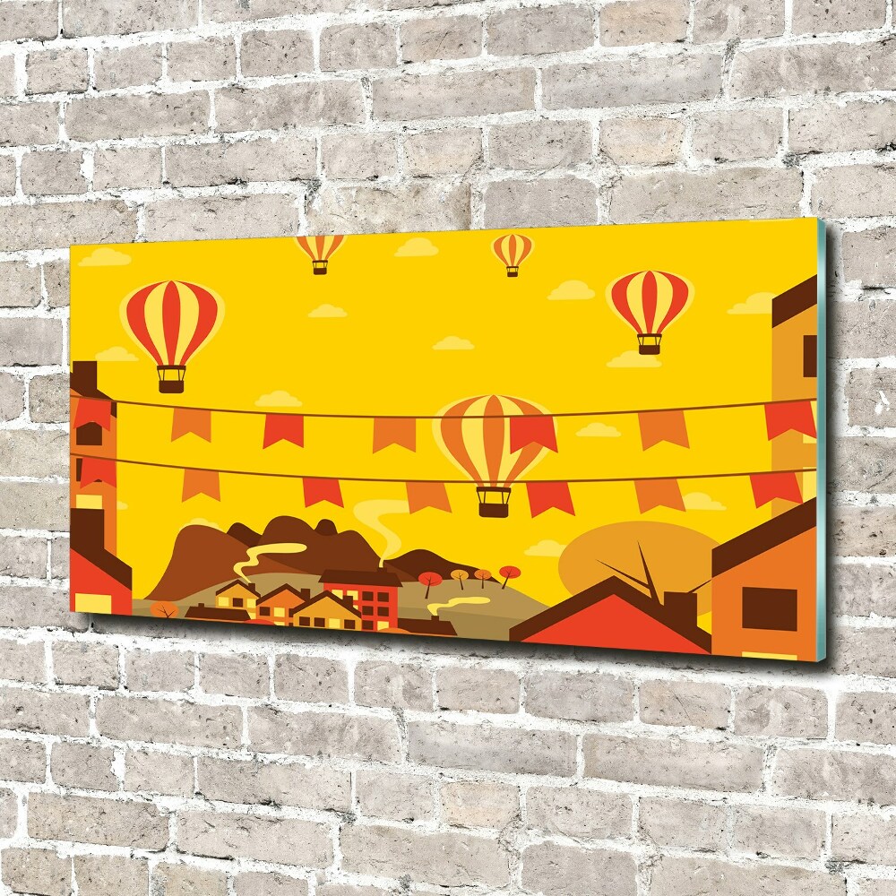 Foto obraz szklany Balony nad miastem