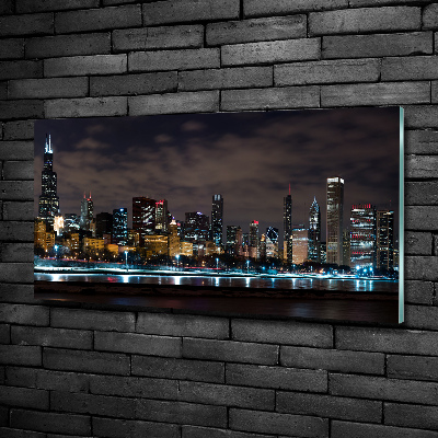 Foto obraz szkło hartowane Chicago nocą