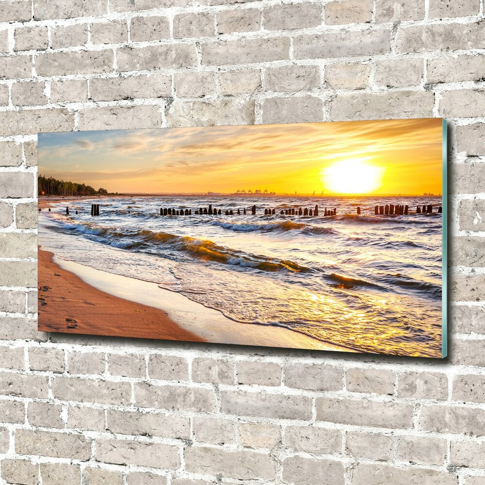 Foto obraz szklany Zachód słońca plaża