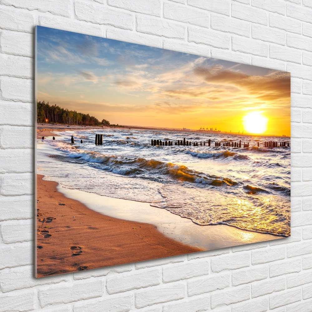 Foto obraz szklany Zachód słońca plaża