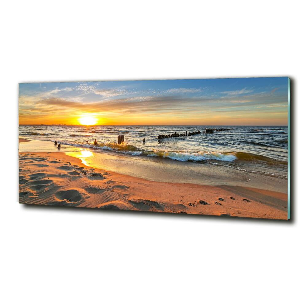 Foto obraz szklany Zachód słońca plaża