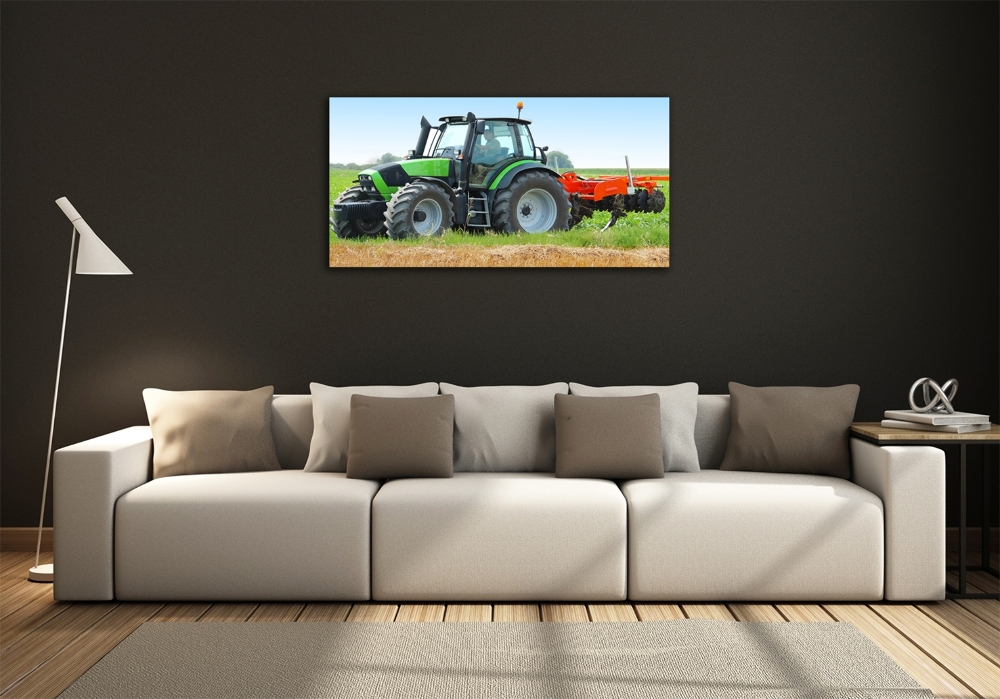 Fotoobraz na ścianę szklany Traktor na polu