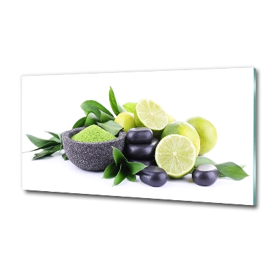 Foto obraz szklany Limonki i kamienie