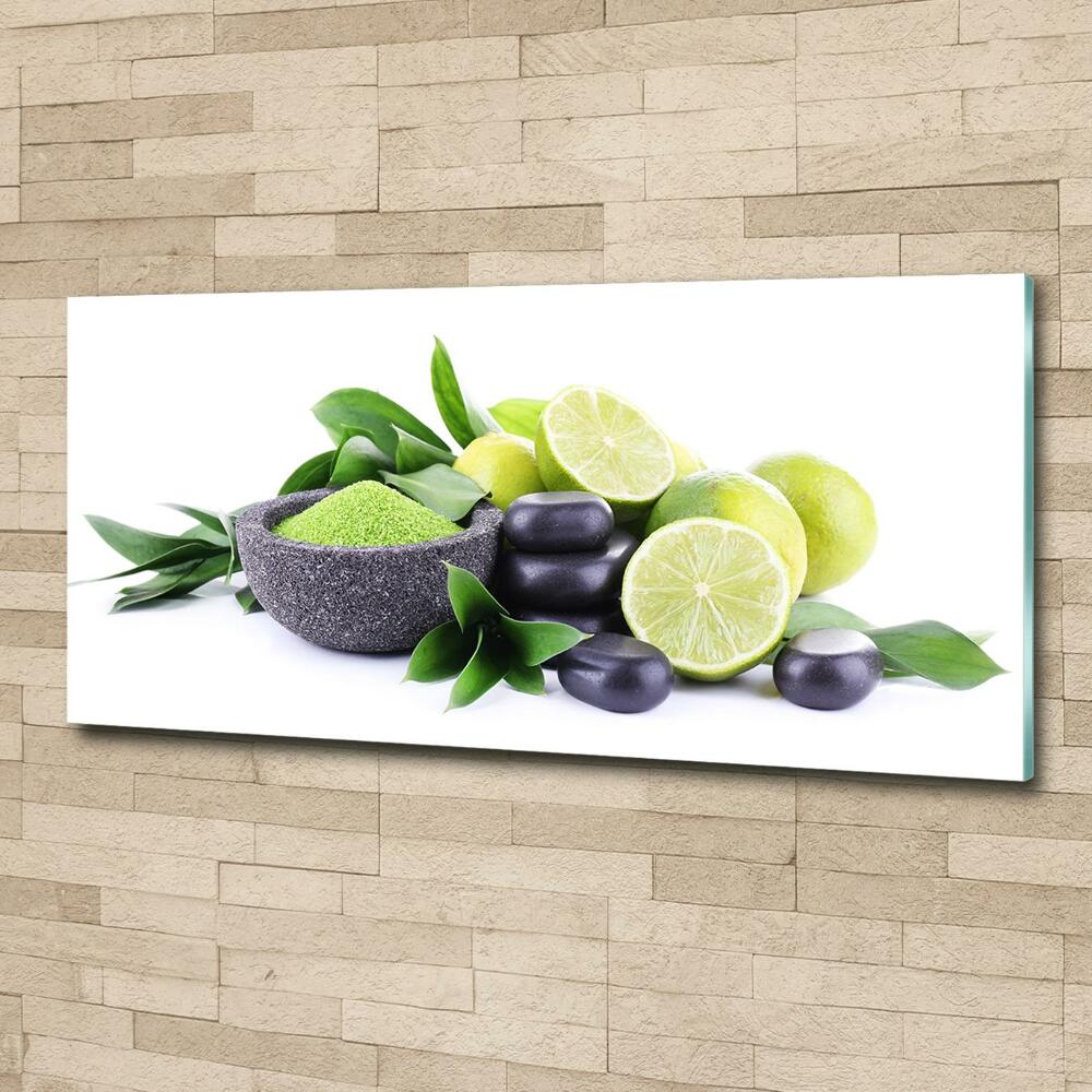Foto obraz szklany Limonki i kamienie