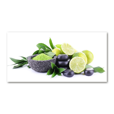 Foto obraz szklany Limonki i kamienie