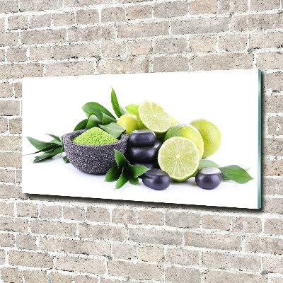 Foto obraz szklany Limonki i kamienie