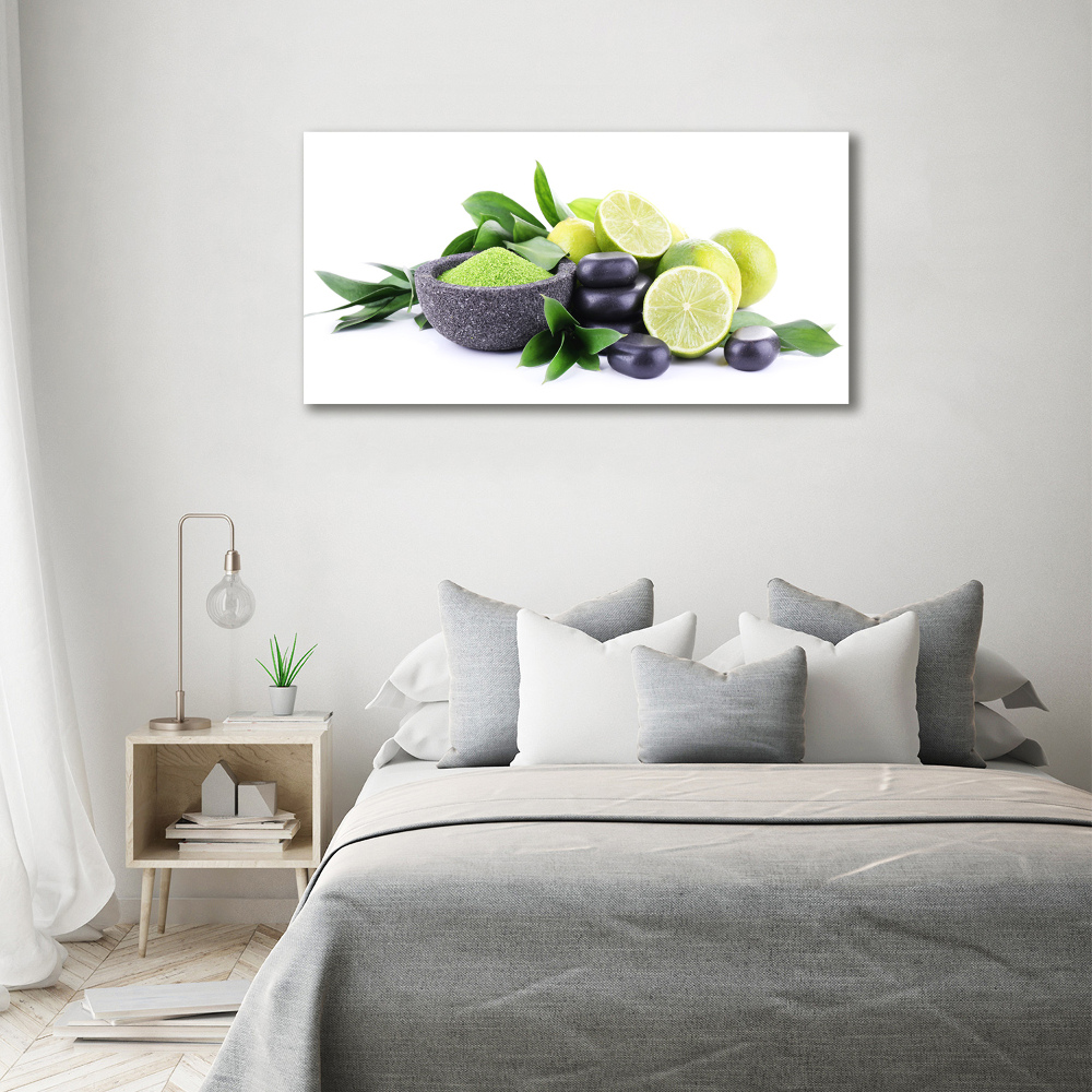 Foto obraz szklany Limonki i kamienie
