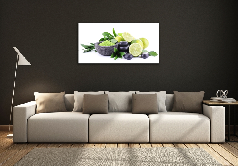 Foto obraz szklany Limonki i kamienie