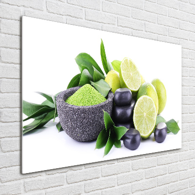 Foto obraz szklany Limonki i kamienie