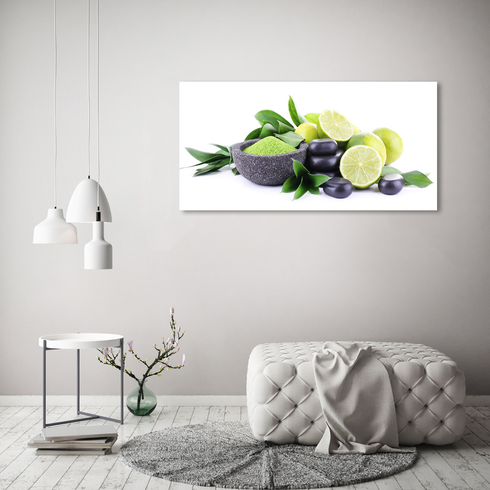 Foto obraz szklany Limonki i kamienie