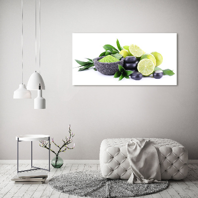 Foto obraz szklany Limonki i kamienie