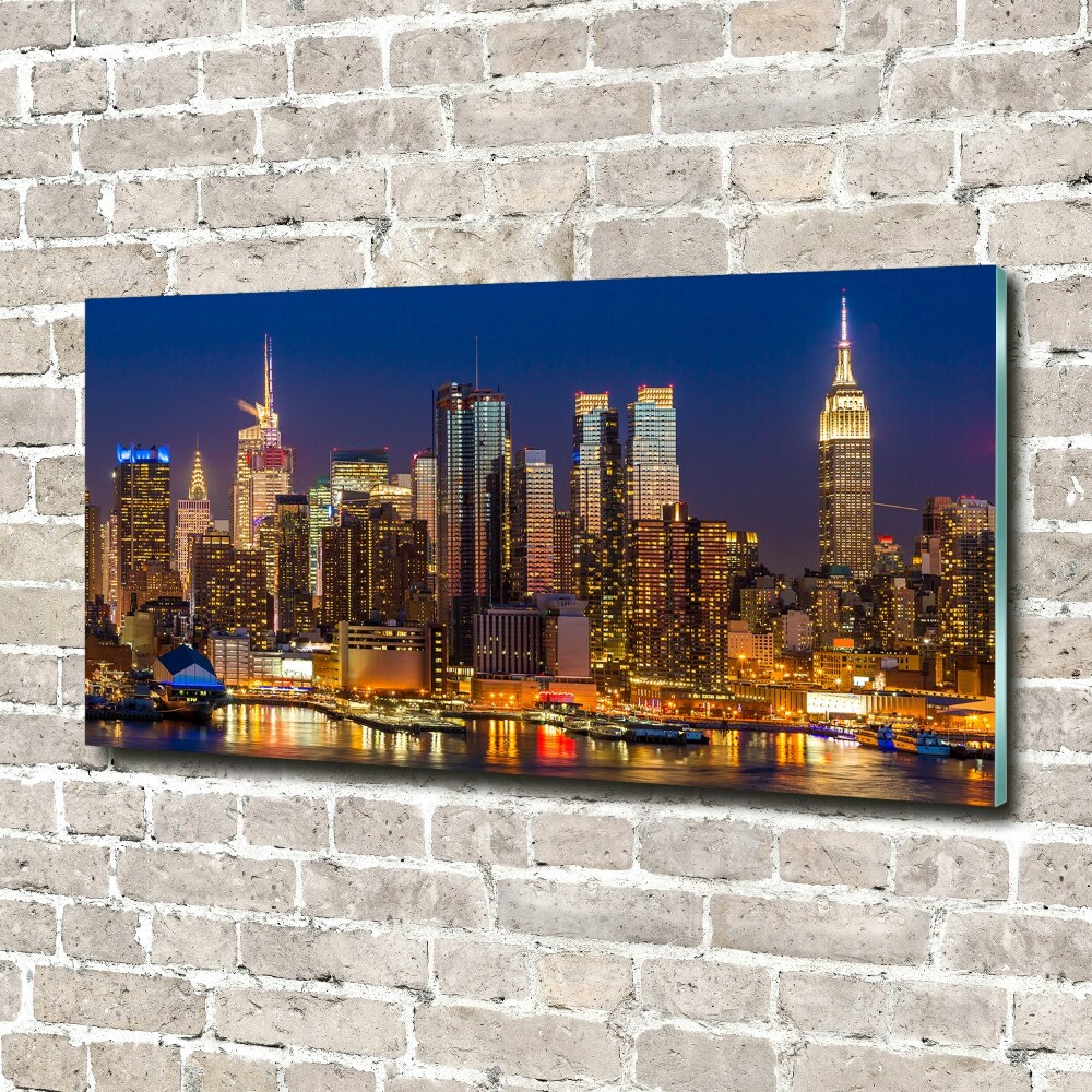 Foto obraz szkło hartowane Manhattan nocą