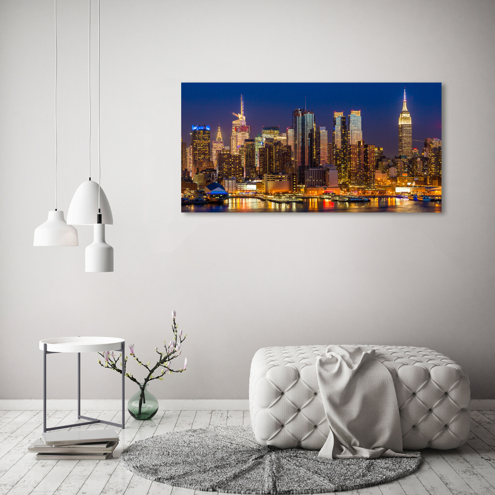 Foto obraz szkło hartowane Manhattan nocą