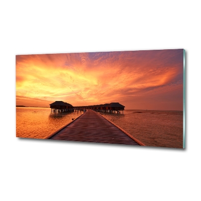Foto obraz szklany Bungalowy Malediwy