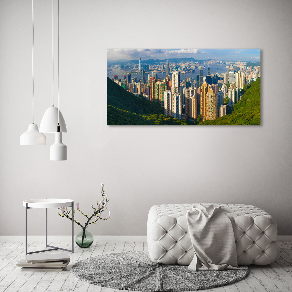 Foto obraz szklany Hongkong panorama