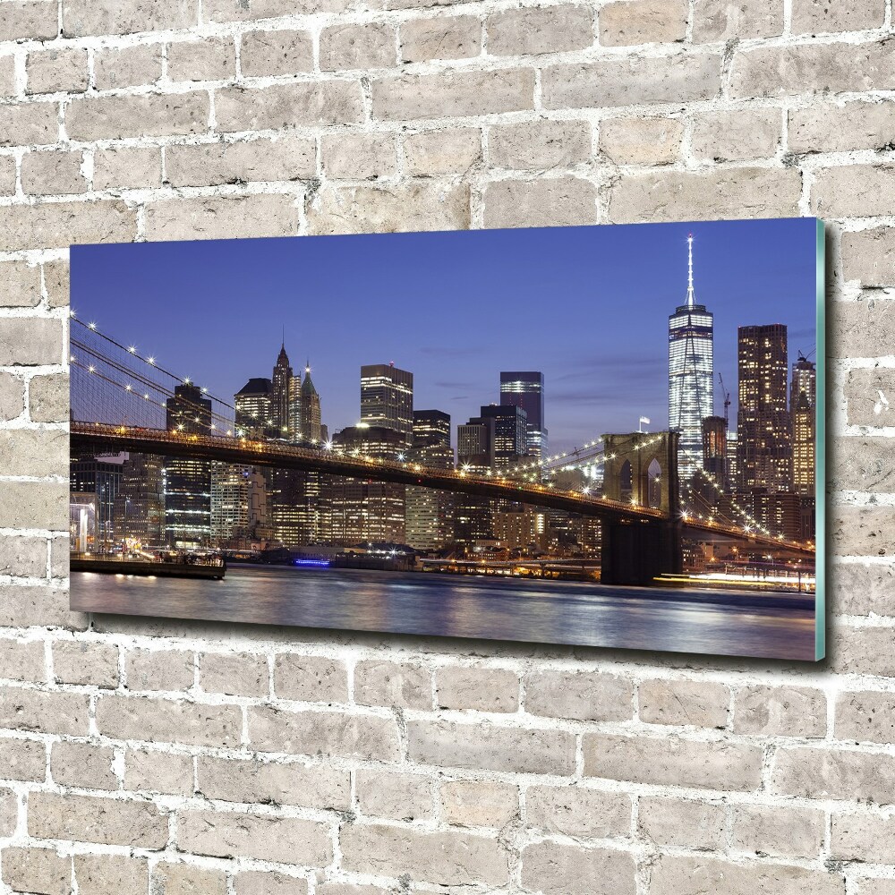 Foto obraz szkło hartowane Manhattan nocą