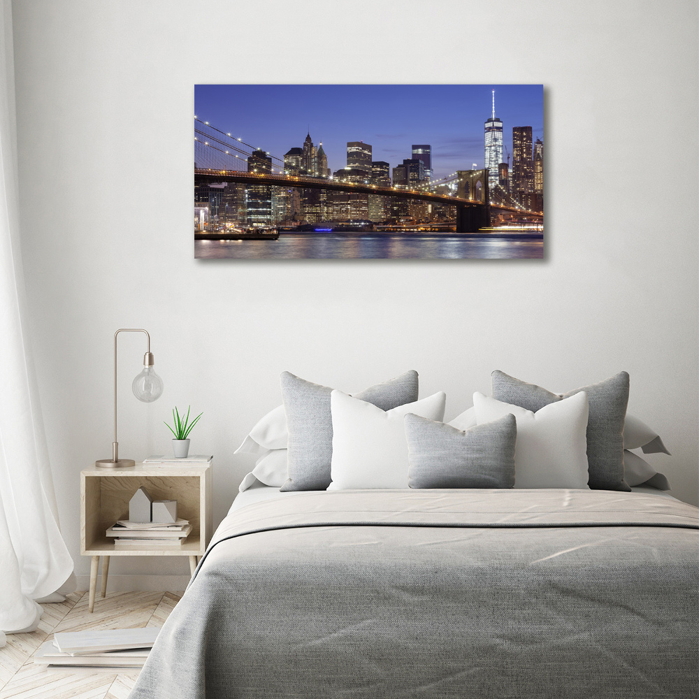 Foto obraz szkło hartowane Manhattan nocą