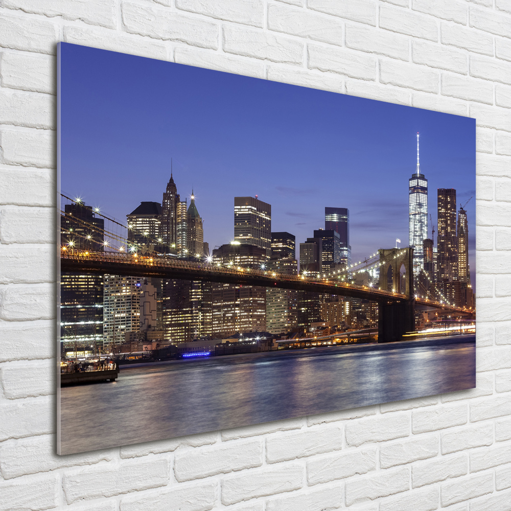 Foto obraz szkło hartowane Manhattan nocą