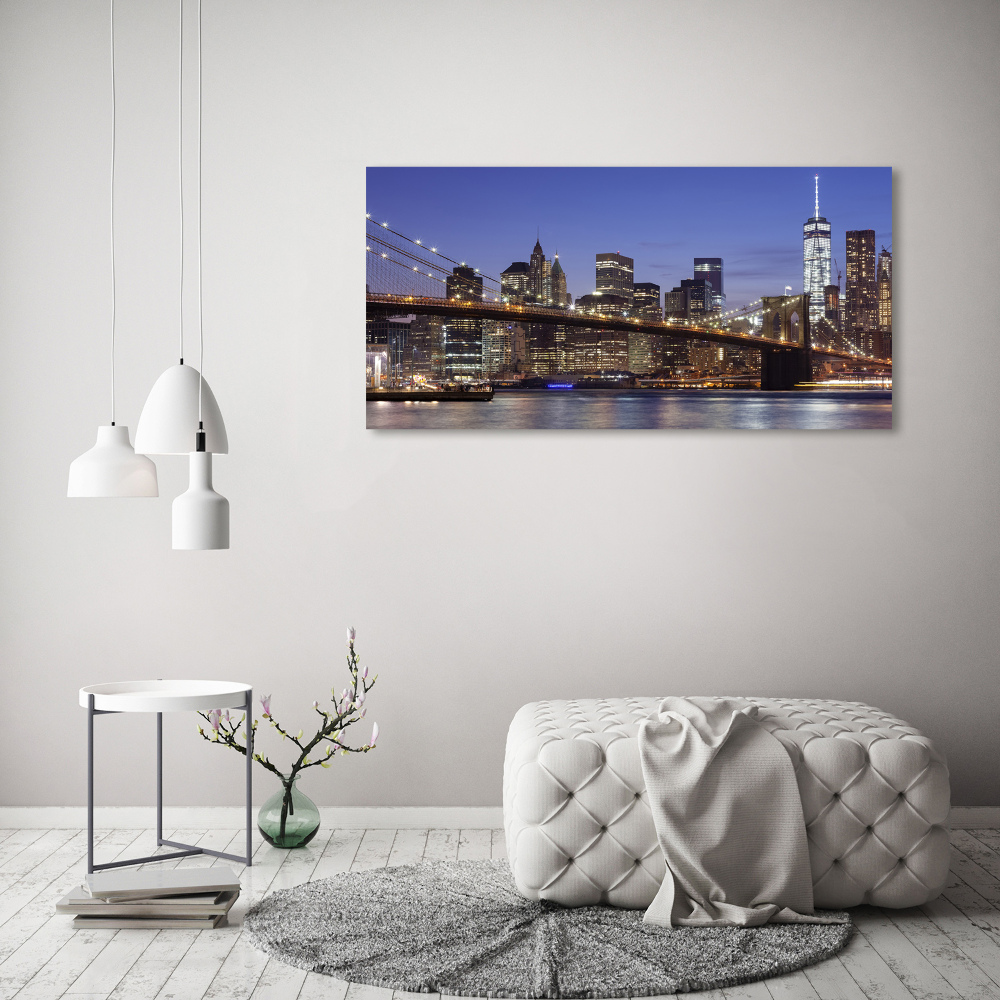 Foto obraz szkło hartowane Manhattan nocą