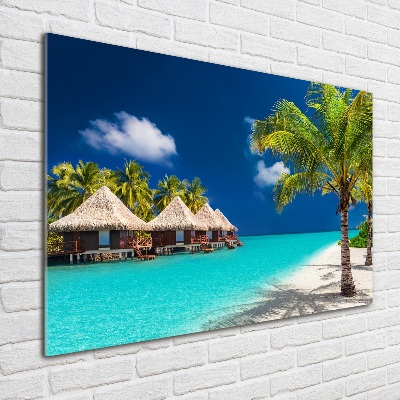 Foto obraz szklany Bungalowy Malediwy