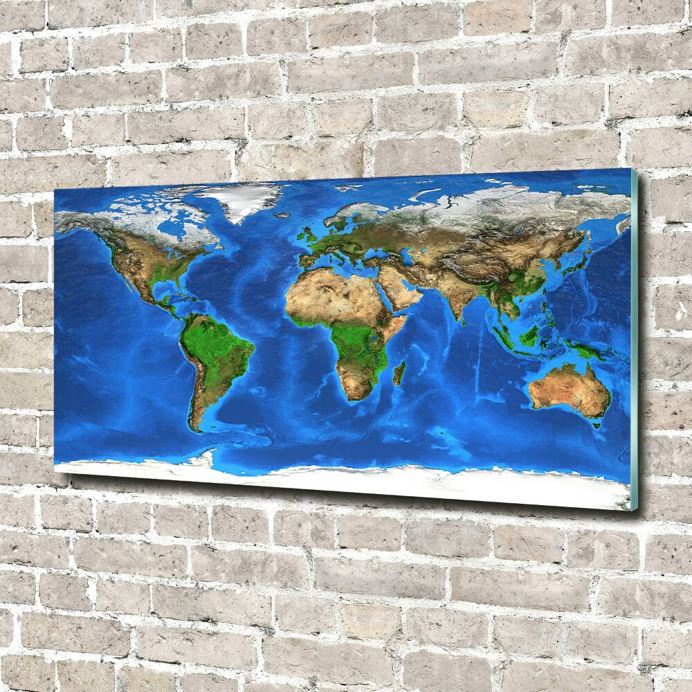 Foto obraz szkło hartowane Mapa świata