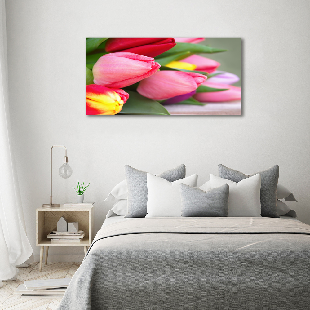 Foto obraz szklany Kolorowe tulipany