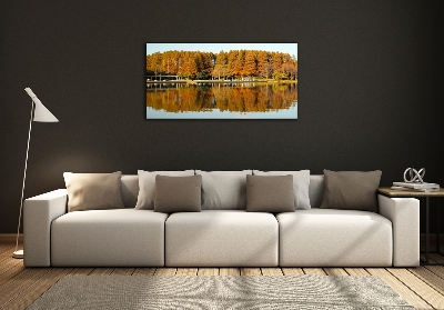 Foto obraz szklany Las nad jeziorem