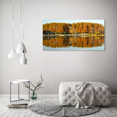 Foto obraz szklany Las nad jeziorem