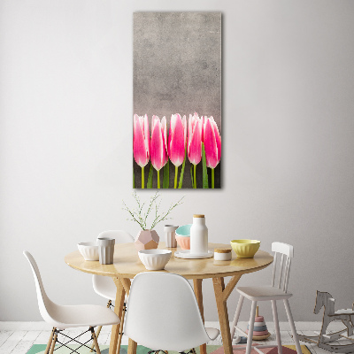 Foto obraz na szkle pionowy Różowe tulipany
