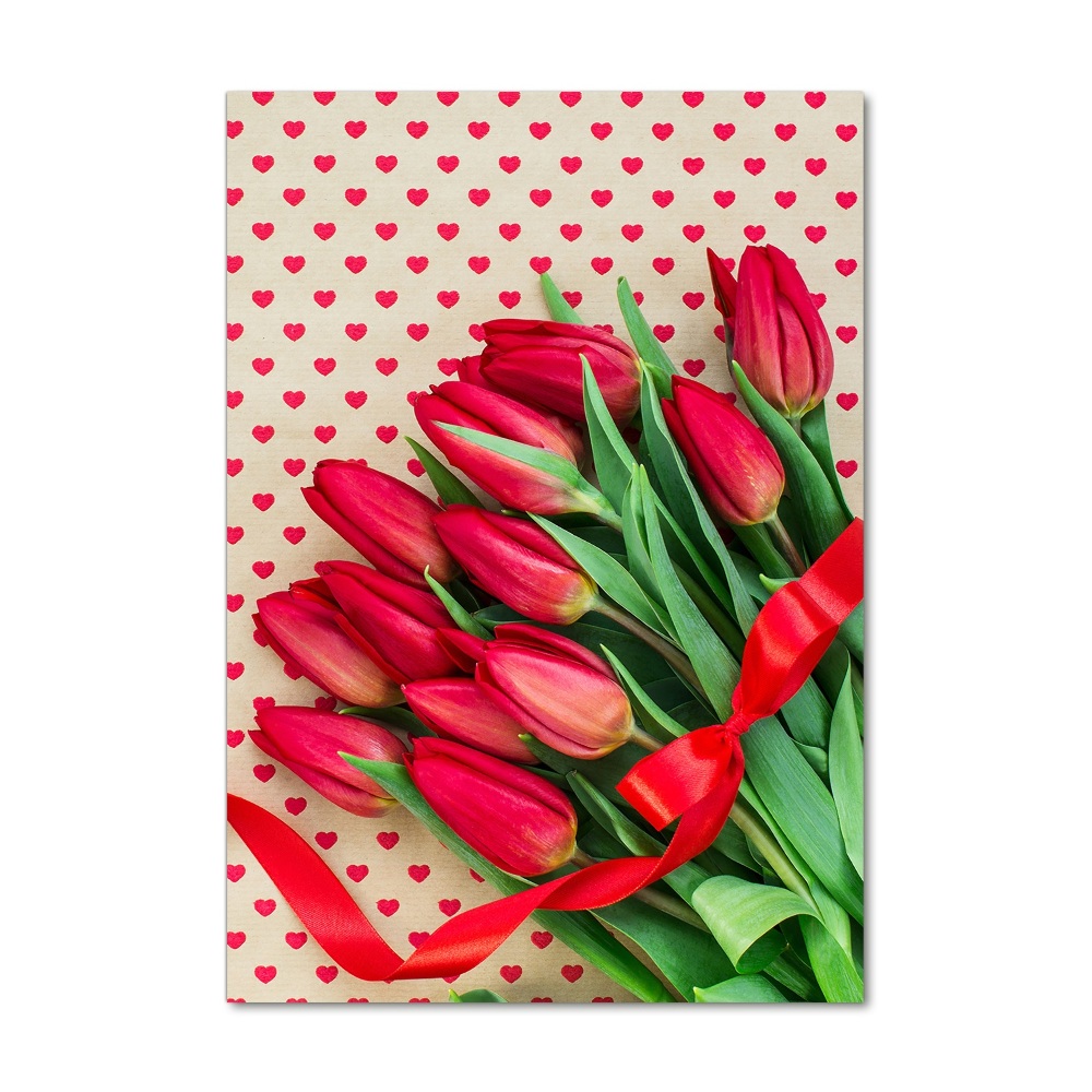 Foto obraz na szkle pionowy Czerwone tulipany